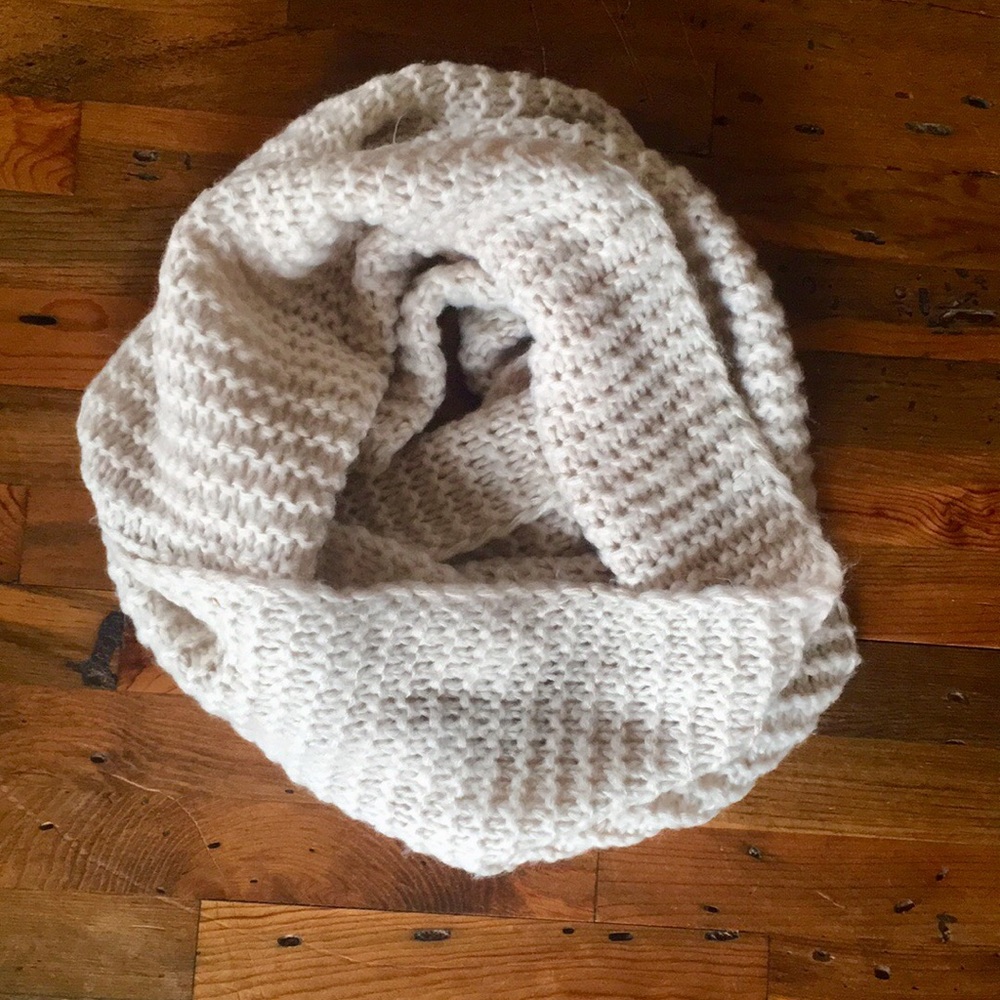 Pink - Cream Infinity Scarf